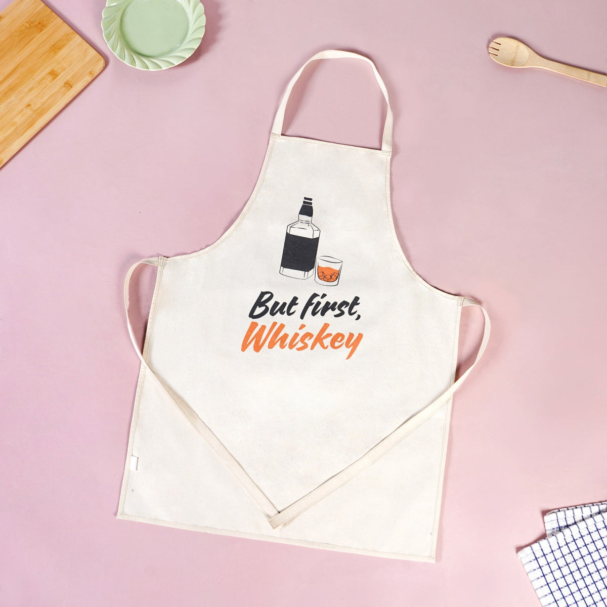But First Whiskey And Wine Couple Apron Set Of 2